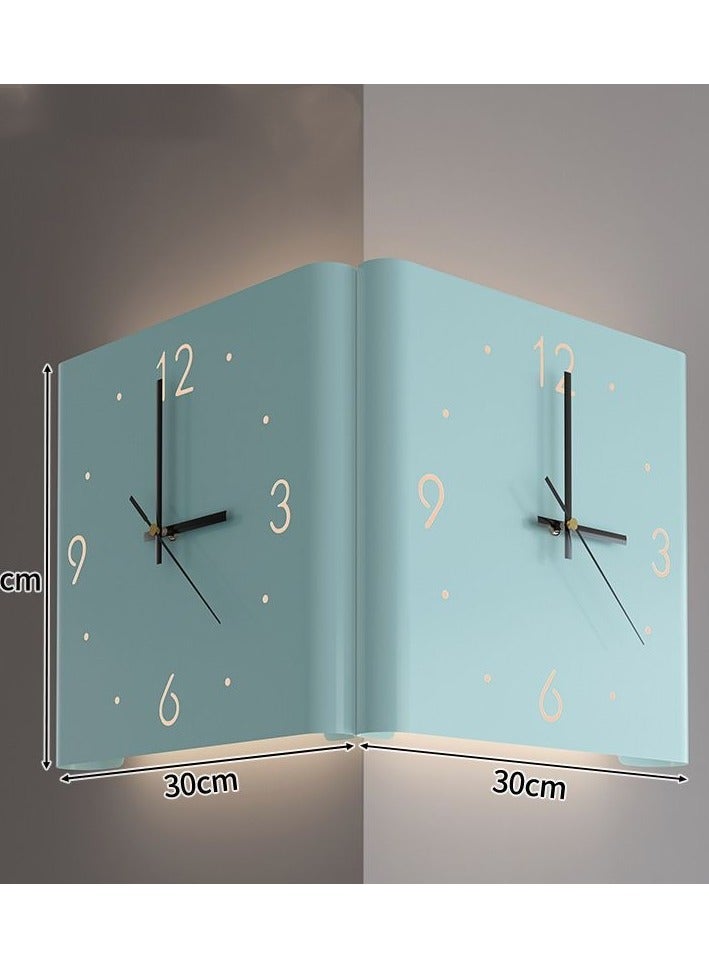 Ins Style Corner Clock Double-Sided Wall Clock Living Room Creative Simplicity Modern Double-Sided Wall Clock No Punching Fashionable Corner Clock(Folding Style)  - Image 1