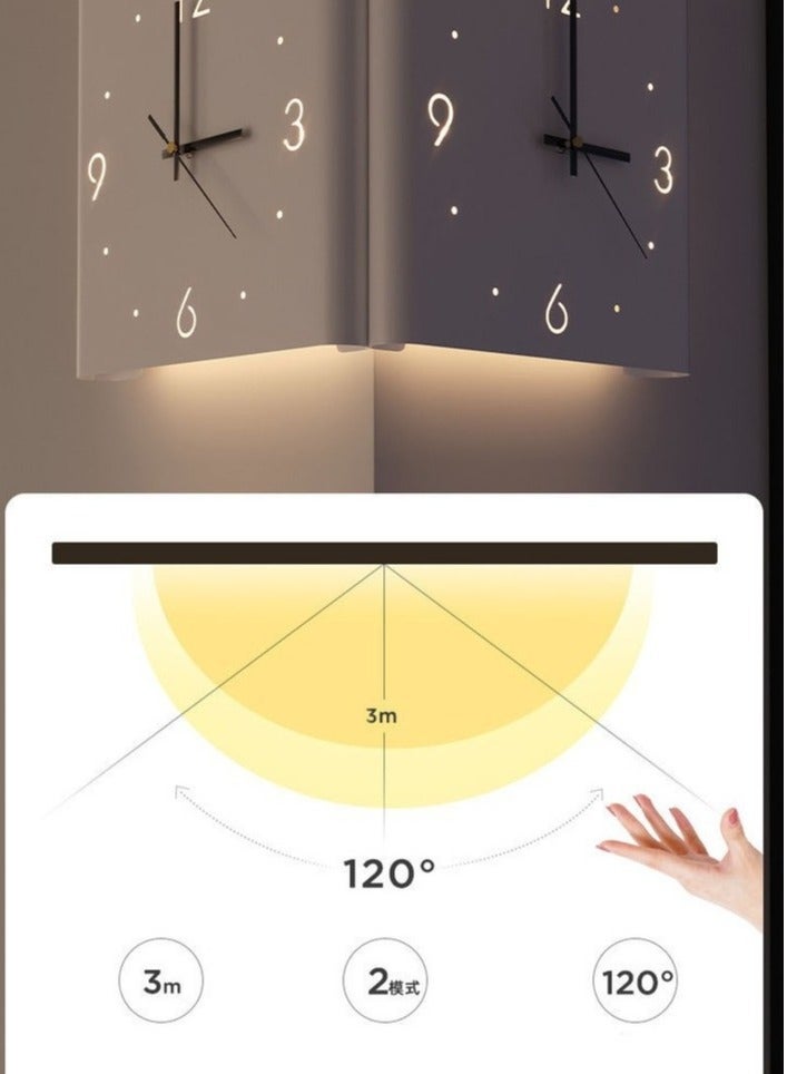 Ins Style Corner Clock Double-Sided Wall Clock Living Room Creative Simplicity Modern Double-Sided Wall Clock No Punching Fashionable Corner Clock(Folding Style)  - Image 4