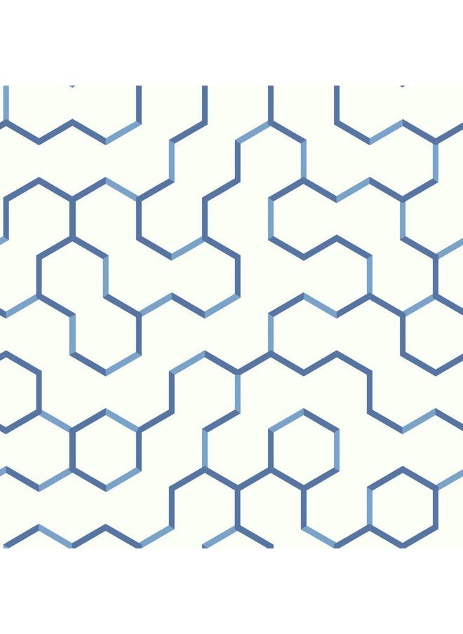 RoomMates Rmk9093Wp Blue Open Geometric Peel And Stick Wallpaper  - Image 1