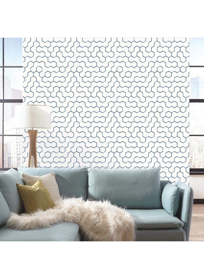 RoomMates Rmk9093Wp Blue Open Geometric Peel And Stick Wallpaper  - Image 2