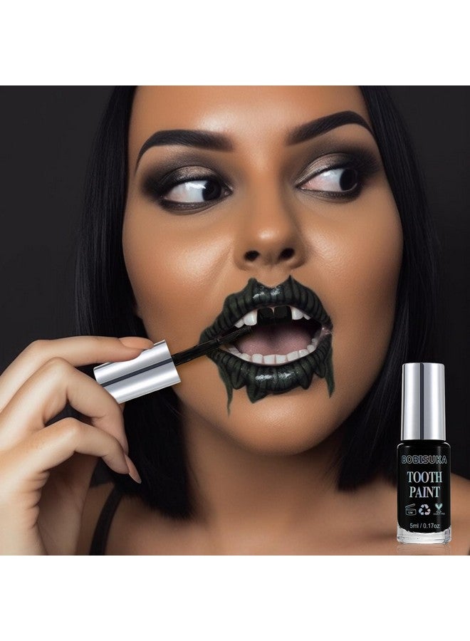 BOBISUKA Black Tooth Paint Professional Black Out Teeth Makeup Solutionsafe Quick Dry & Realistic Perfect For Cosplay Halloween Makeup Theater And Special Effects (5 Ml) - Image 4