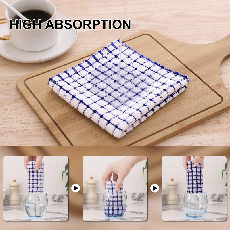 Kitinjoy Cotton 8 Pack Terry Kitchen Dish Cloths  12 X 12 Inches Super Soft And Absorbent Dish Rags  Quick Drying Dish Towels For Washing Dishes  Blue - Image 3