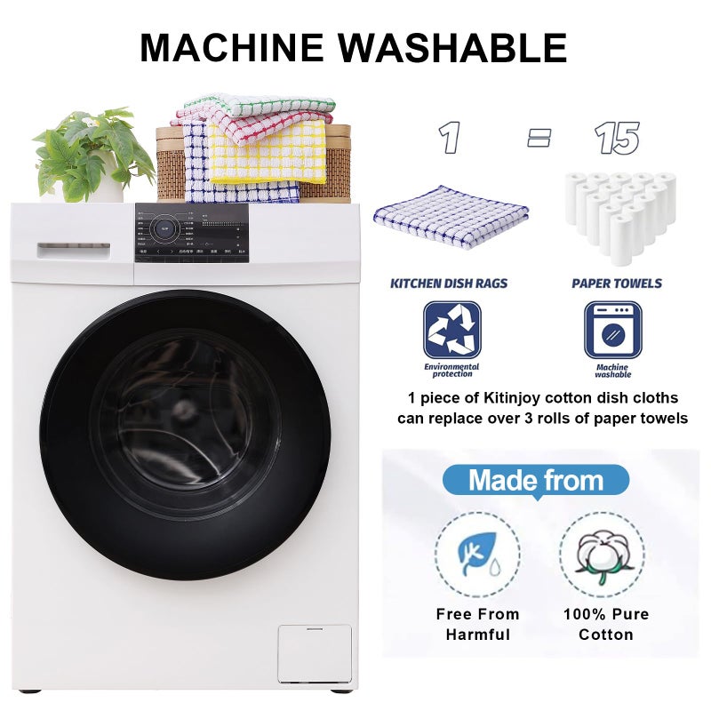 Kitinjoy Cotton 8 Pack Terry Kitchen Dish Cloths  12 X 12 Inches Super Soft And Absorbent Dish Rags  Quick Drying Dish Towels For Washing Dishes  Blue - Image 5