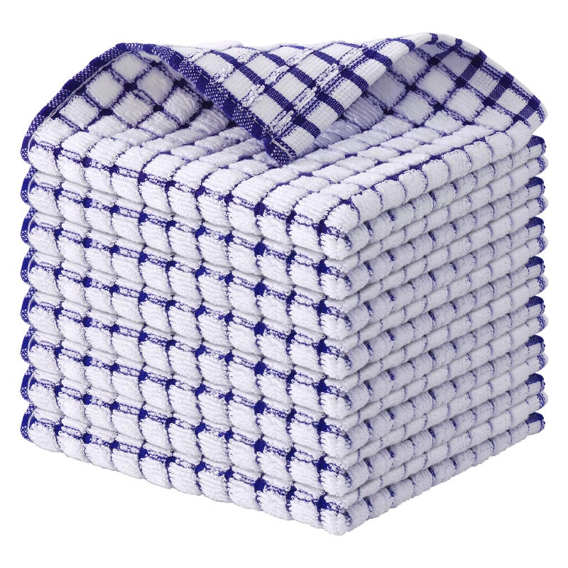 Kitinjoy Cotton 8 Pack Terry Kitchen Dish Cloths  12 X 12 Inches Super Soft And Absorbent Dish Rags  Quick Drying Dish Towels For Washing Dishes  Blue - Image 1