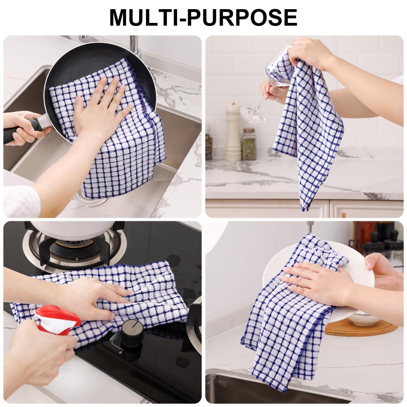Kitinjoy Cotton 8 Pack Terry Kitchen Dish Cloths  12 X 12 Inches Super Soft And Absorbent Dish Rags  Quick Drying Dish Towels For Washing Dishes  Blue - Image 4