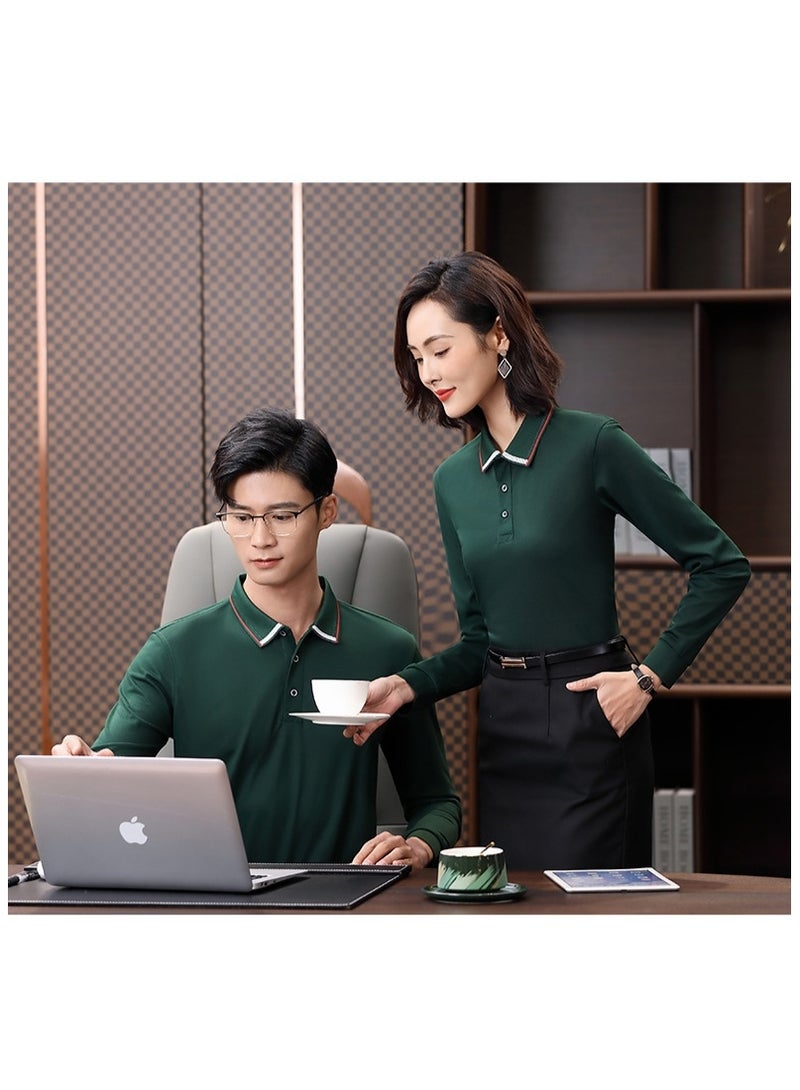 Long Sleeve Cotton Polo Shirt Collared Work Uniform T-Shirt Corporate Workwear Breathable Fashion  - Image 3