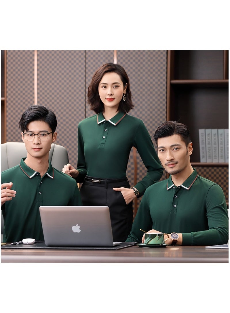 Long Sleeve Cotton Polo Shirt Collared Work Uniform T-Shirt Corporate Workwear Breathable Fashion  - Image 2