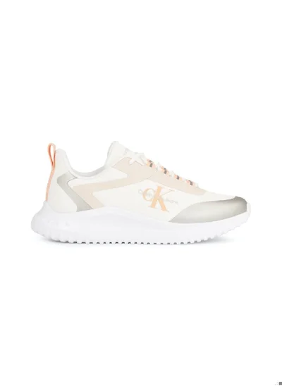 Calvin Klein Jeans Women's Trainers -  recycled ripstop polyester upper , White/ Pink/ Silver