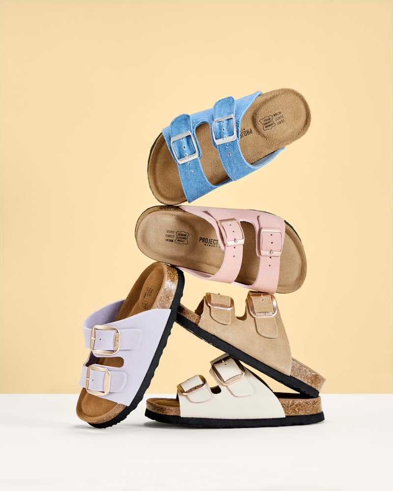 Project Cloud 100% Genuine Leather Kids Sandals - Natural Cork Footbed Non-Slip Slides for Kids - Lightweight Boys & Girls Sandals - Water-Resistant Girls & Boys Sandals (Little Venita, BRWNSUGACT,3) - Image 3
