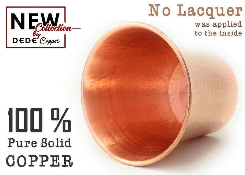DEDE Copper - CC Series (20 oz) - Handcrafted Super Heavy Weight Drinking Cups or Serving Cold Beverages and Cocktail Mugs, Handmade Unlined Uncoated Pure Solid Copper Tumblers (Hammered) - Image 2
