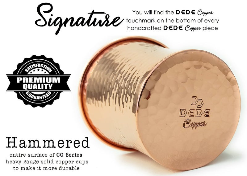 DEDE Copper - CC Series (20 oz) - Handcrafted Super Heavy Weight Drinking Cups or Serving Cold Beverages and Cocktail Mugs, Handmade Unlined Uncoated Pure Solid Copper Tumblers (Hammered) - Image 3