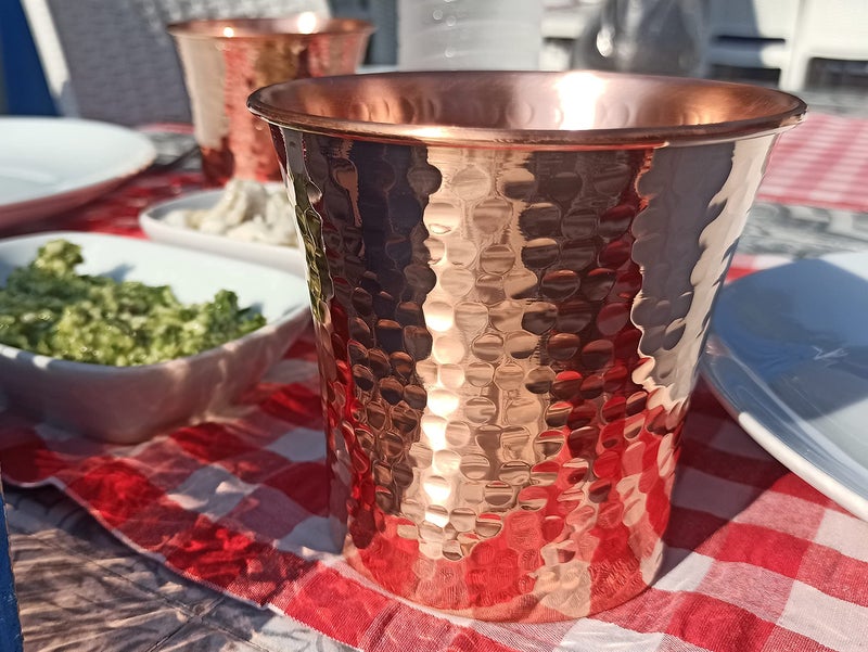 DEDE Copper - CC Series (20 oz) - Handcrafted Super Heavy Weight Drinking Cups or Serving Cold Beverages and Cocktail Mugs, Handmade Unlined Uncoated Pure Solid Copper Tumblers (Hammered) - Image 4