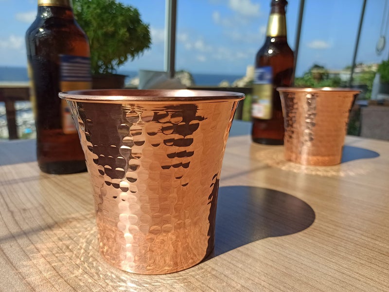 DEDE Copper - CC Series (20 oz) - Handcrafted Super Heavy Weight Drinking Cups or Serving Cold Beverages and Cocktail Mugs, Handmade Unlined Uncoated Pure Solid Copper Tumblers (Hammered) - Image 5