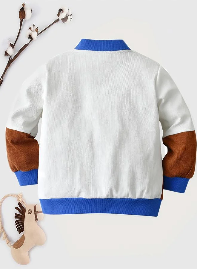 تايك تو جاكيت طويل الأكمام بسحّاب بنمط كتل الألوان