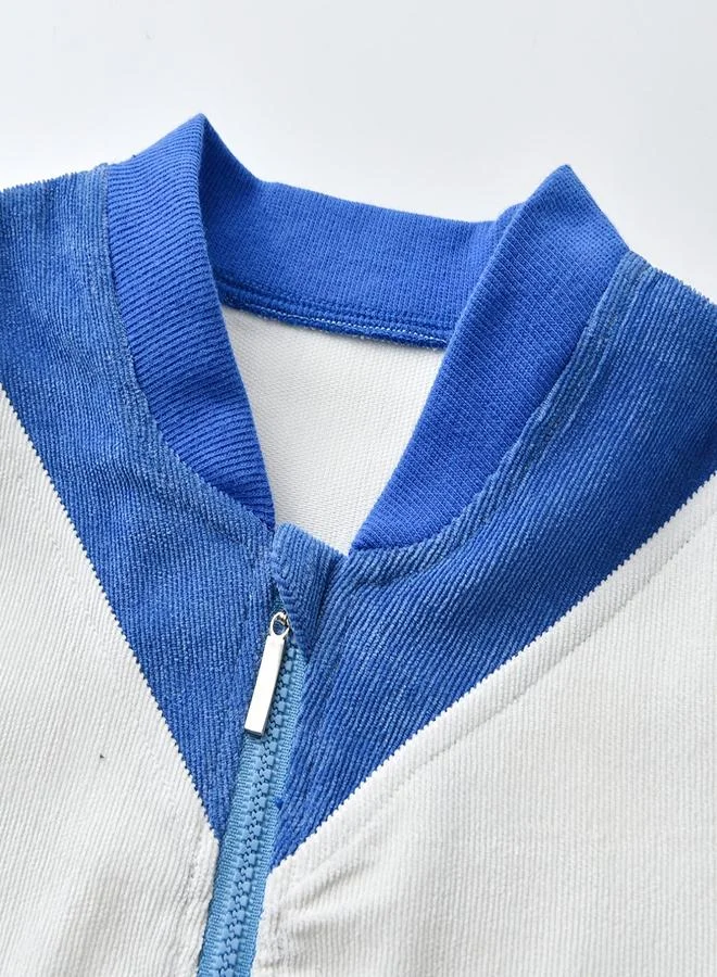 تايك تو جاكيت طويل الأكمام بسحّاب بنمط كتل الألوان