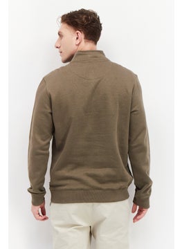 French Connection Men High Neck Long Sleeves Embroidered Logo Sweatshirt, Khaki  - Image 2
