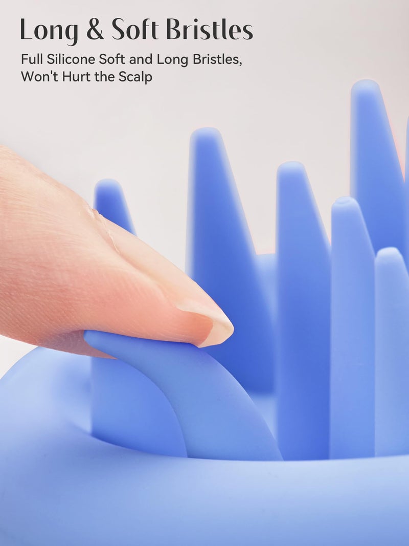 HEETA Scalp Massager Hair Growth, Scalp Scrubber with Soft Bristles, Integrated Silicone Design, Scalp Exfoliator for Dandruff Removal & Relax Scalp, Shampoo Brush Fit Wet Dry Hair Use, Blue - Image 2