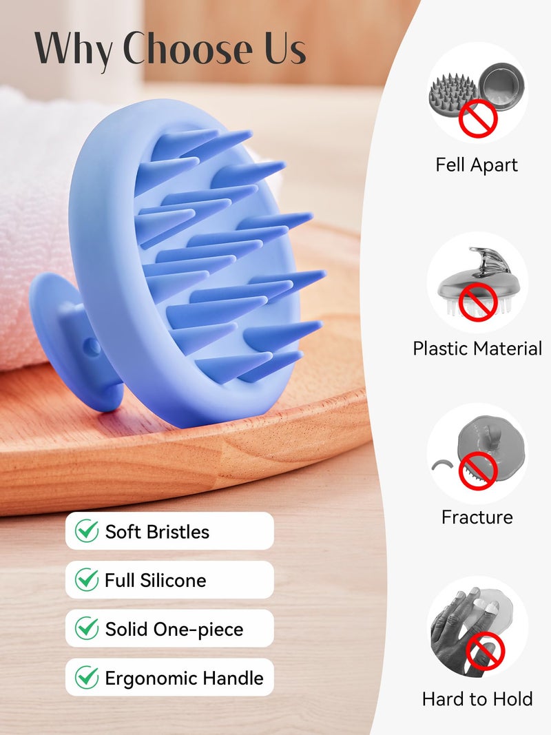 HEETA Scalp Massager Hair Growth, Scalp Scrubber with Soft Bristles, Integrated Silicone Design, Scalp Exfoliator for Dandruff Removal & Relax Scalp, Shampoo Brush Fit Wet Dry Hair Use, Blue - Image 4