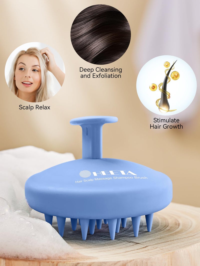 HEETA Scalp Massager Hair Growth, Scalp Scrubber with Soft Bristles, Integrated Silicone Design, Scalp Exfoliator for Dandruff Removal & Relax Scalp, Shampoo Brush Fit Wet Dry Hair Use, Blue - Image 5