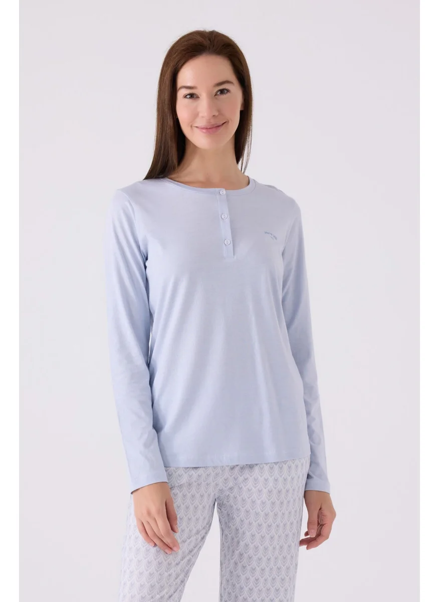 pierre cardin Women's Long Sleeve Pajama Set PC8888 Blue