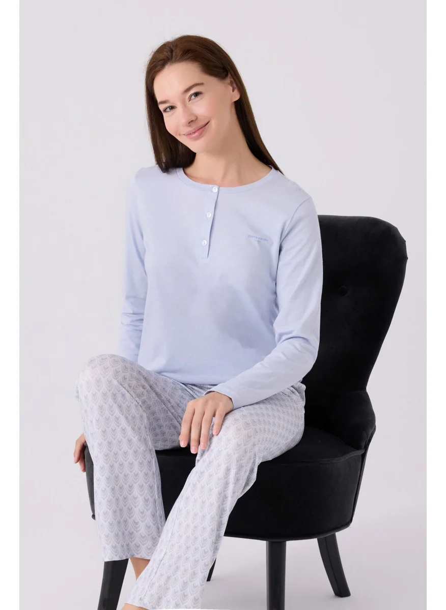 بيير كاردان Women's Long Sleeve Pajama Set PC8888 Blue