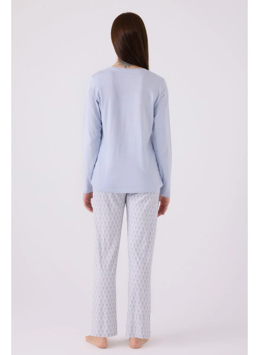 بيير كاردان Women's Long Sleeve Pajama Set PC8888 Blue