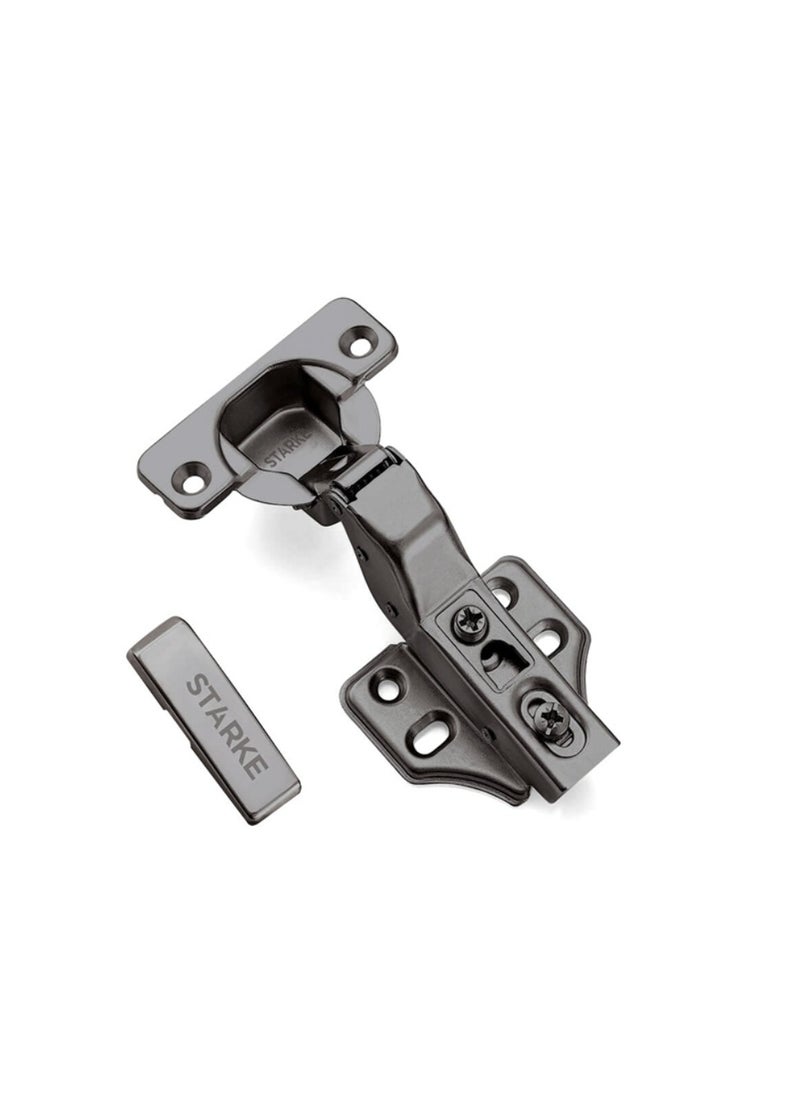 STARKE Pack of 8 Black Soft Close Fast Mounted 1 Section Force Buffering Inset Hinge -, 105 Degree Opening Angle, 14-22 mm Application, Protective Cover & Screws included.  - Image 2