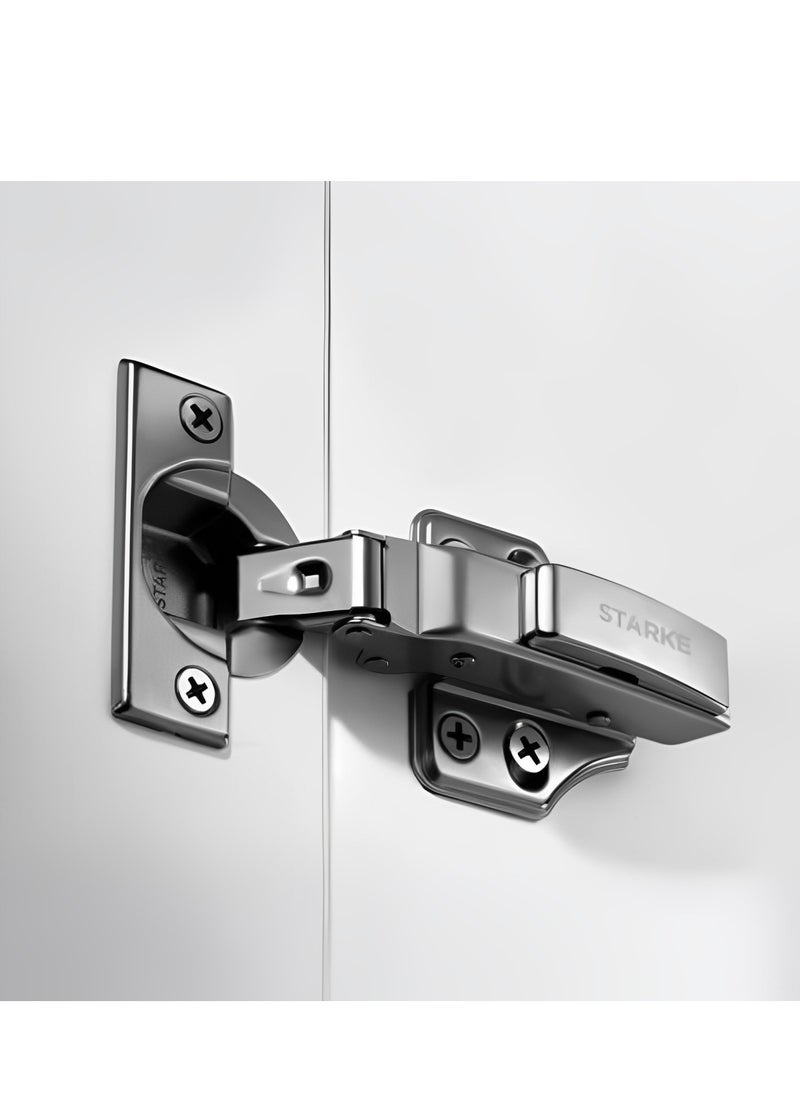 STARKE Pack of 8 Black Soft Close Fast Mounted 1 Section Force Buffering Inset Hinge -, 105 Degree Opening Angle, 14-22 mm Application, Protective Cover & Screws included.  - Image 3