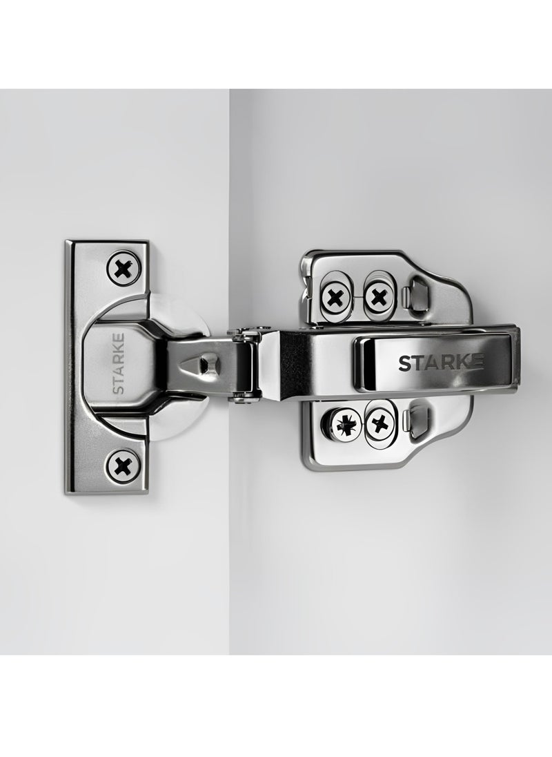 STARKE Pack of 8 Black Soft Close Fast Mounted 1 Section Force Buffering Inset Hinge -, 105 Degree Opening Angle, 14-22 mm Application, Protective Cover & Screws included.  - Image 4