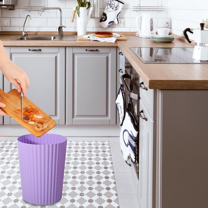 Jiatua Small Trash Can Plastic Wastebasket Round Garbage Container Bin For Bathroom  Kitchen  Bedroom  Home Office  College Dorm  Taro Purple - Image 4