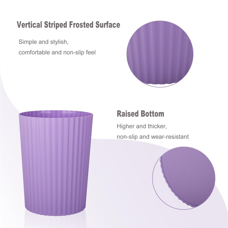 Jiatua Small Trash Can Plastic Wastebasket Round Garbage Container Bin For Bathroom  Kitchen  Bedroom  Home Office  College Dorm  Taro Purple - Image 5