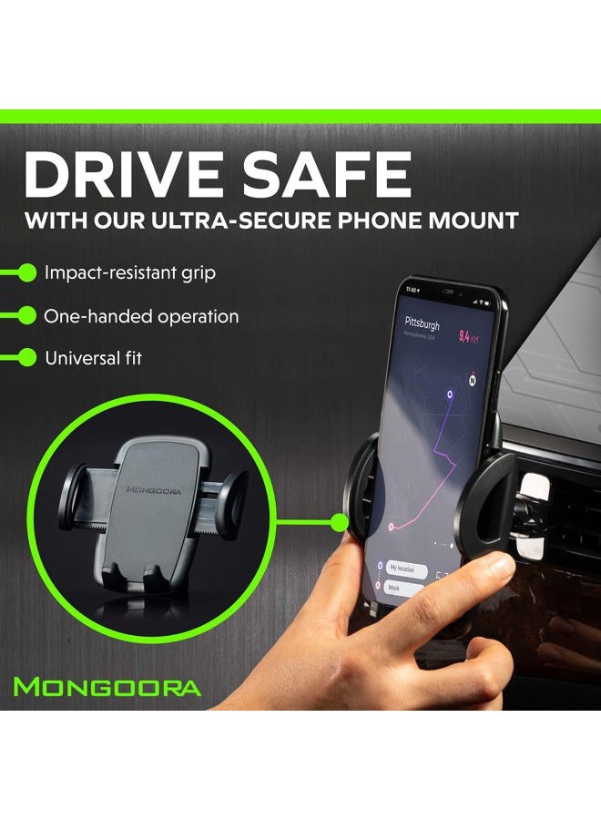 Mongoora Universal Air Vent Car Phone Mount Holder - Updated Version - for Any Smartphone - Car Cell Phone Holder - Vent Phone Holder - Car Vent Mount - Air Vent Mount Holder - for Women Men. - Image 2