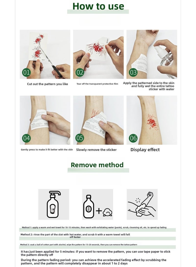 يوكانبي مجموعة من 5 ملصقات تاتو دانتيل باللون البني المحمر – تاتوهات مؤقتة مقاومة للماء للزينة الأنيقة للجسم - Image 4