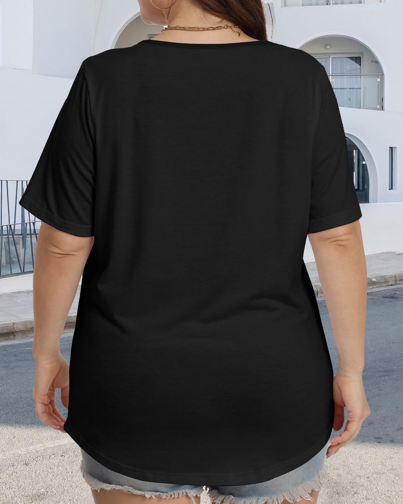 JOELLYUS Womens Plus Size Tops Short Sleeve Summer Tunic Casual Loose Fit Crewneck Shirts Blouse (Black, 3XL) - Image 4