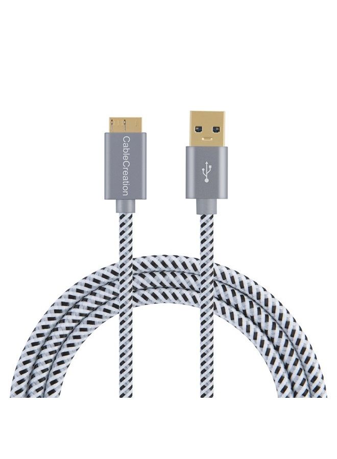 CableCreation كابل قرص صلب خارجي USB3.0 بطول 3.3 قدم، كابل USB 3.0 Micro B بسرعة 5Gbps لنقل البيانات، كابل قرص صلب خارجي USB 3.0 يعمل مع أقراص WD Toshiba Seagate Galaxy S5، والمزيد 1م - Image 4