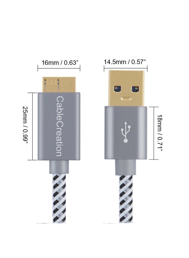 CableCreation كابل قرص صلب خارجي USB3.0 بطول 3.3 قدم، كابل USB 3.0 Micro B بسرعة 5Gbps لنقل البيانات، كابل قرص صلب خارجي USB 3.0 يعمل مع أقراص WD Toshiba Seagate Galaxy S5، والمزيد 1م - Image 3
