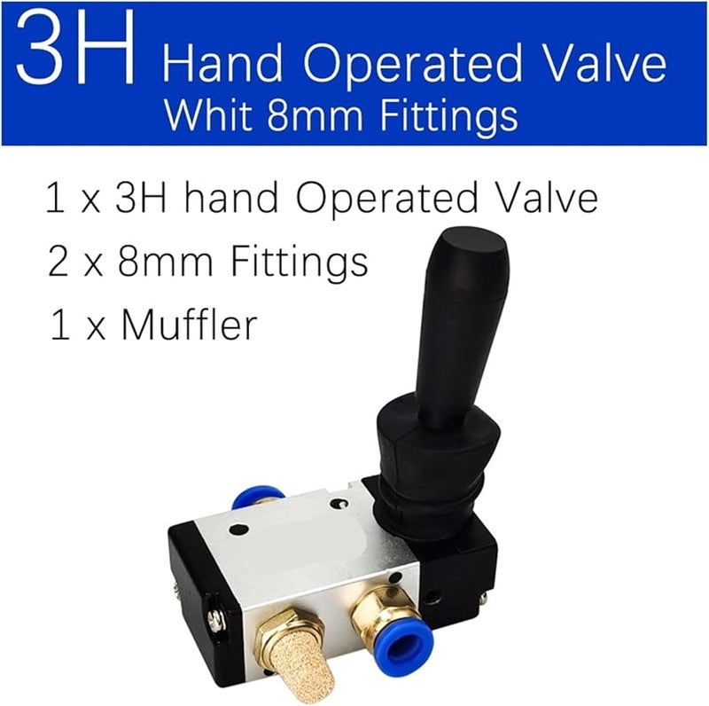 3H210 08 صمام تحكم هوائي 2 موضع 3 منفذ صمام يدوي هوائي يدوي مع وصلات 8 مم - Image 3