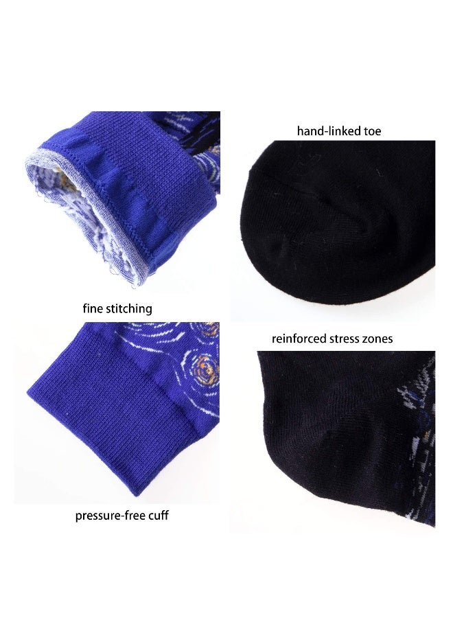 جوارب ملونة مخصصة للرجال، جوارب ذات تصميم فني مبتكر، جوارب قطنية مريحة ومميزة، تصميم فريد وجذاب لممارسة الرياضة مثل الجري، التزلج، وركوب الدراجات. مجموعة 5 أزواج للاستخدام اليومي. - Image 4