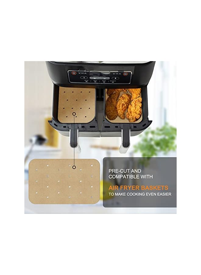 S-TOP 100PCS Unbleached Air Fryer Parchment Paper for Ninja Foodi Dual Air Fryer, 5.5'x8.5‘ Nonstick Air Fryer Liners Compatible with Ninja DZ201, DZ401 - Image 2