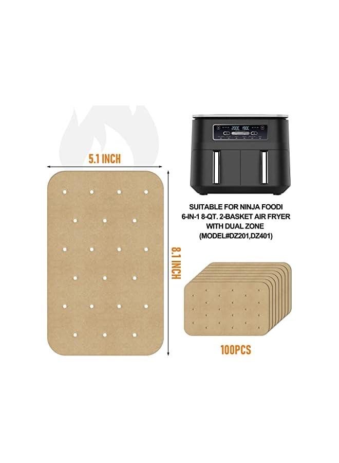 S-TOP 100PCS Unbleached Air Fryer Parchment Paper for Ninja Foodi Dual Air Fryer, 5.5'x8.5‘ Nonstick Air Fryer Liners Compatible with Ninja DZ201, DZ401 - Image 4