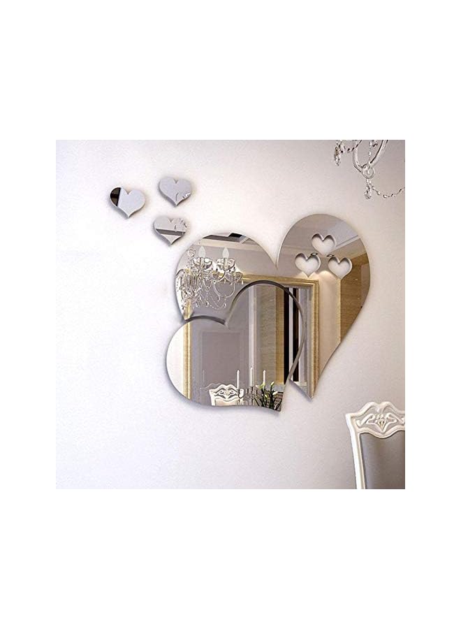 PROMASS 1 Set Love Hearts Wall Sticker 3D Mirror Decal Diy Home Room Art Mural Decor Removable Sticker, Silver - Image 1
