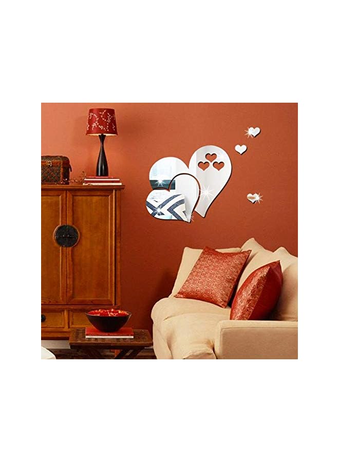 PROMASS 1 Set Love Hearts Wall Sticker 3D Mirror Decal Diy Home Room Art Mural Decor Removable Sticker, Silver - Image 2