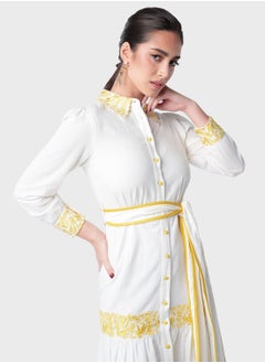 Threadz by Ajooni Contrast Embroidered Tier Dress  - Image 3