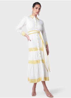 Threadz by Ajooni Contrast Embroidered Tier Dress  - Image 4