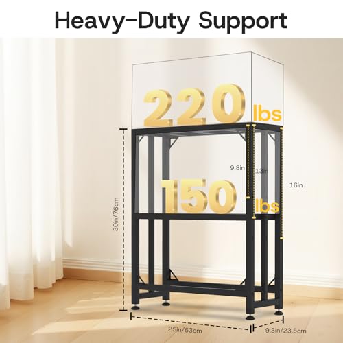 MEWSDEN Fish Tank Stand,10 Gallon Heavy Duty Metal Aquarium Stands, Reptile Tank, Turtle Tank, Breeder Tank Stand, 220LBS Capacity Terrarium Stand Rack with 2-Tier Storage Shelves (Black, 24.8"x9.2"x30") - Image 2