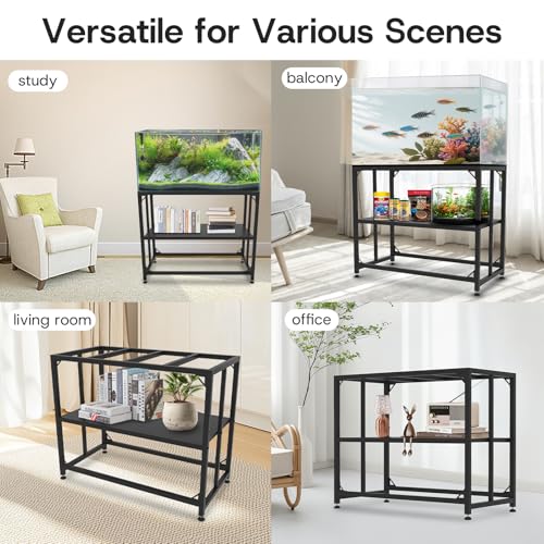 MEWSDEN Fish Tank Stand,10 Gallon Heavy Duty Metal Aquarium Stands, Reptile Tank, Turtle Tank, Breeder Tank Stand, 220LBS Capacity Terrarium Stand Rack with 2-Tier Storage Shelves (Black, 24.8"x9.2"x30") - Image 5