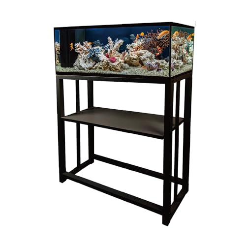 MEWSDEN Fish Tank Stand,10 Gallon Heavy Duty Metal Aquarium Stands, Reptile Tank, Turtle Tank, Breeder Tank Stand, 220LBS Capacity Terrarium Stand Rack with 2-Tier Storage Shelves (Black, 24.8"x9.2"x30") - Image 1