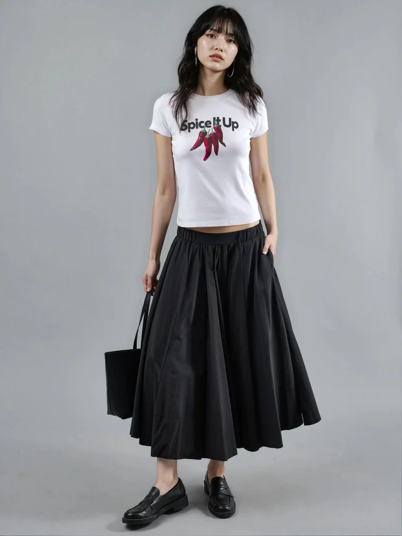 Busem BUSEM Printed Crew Neck Short Sleeve Cotton Top