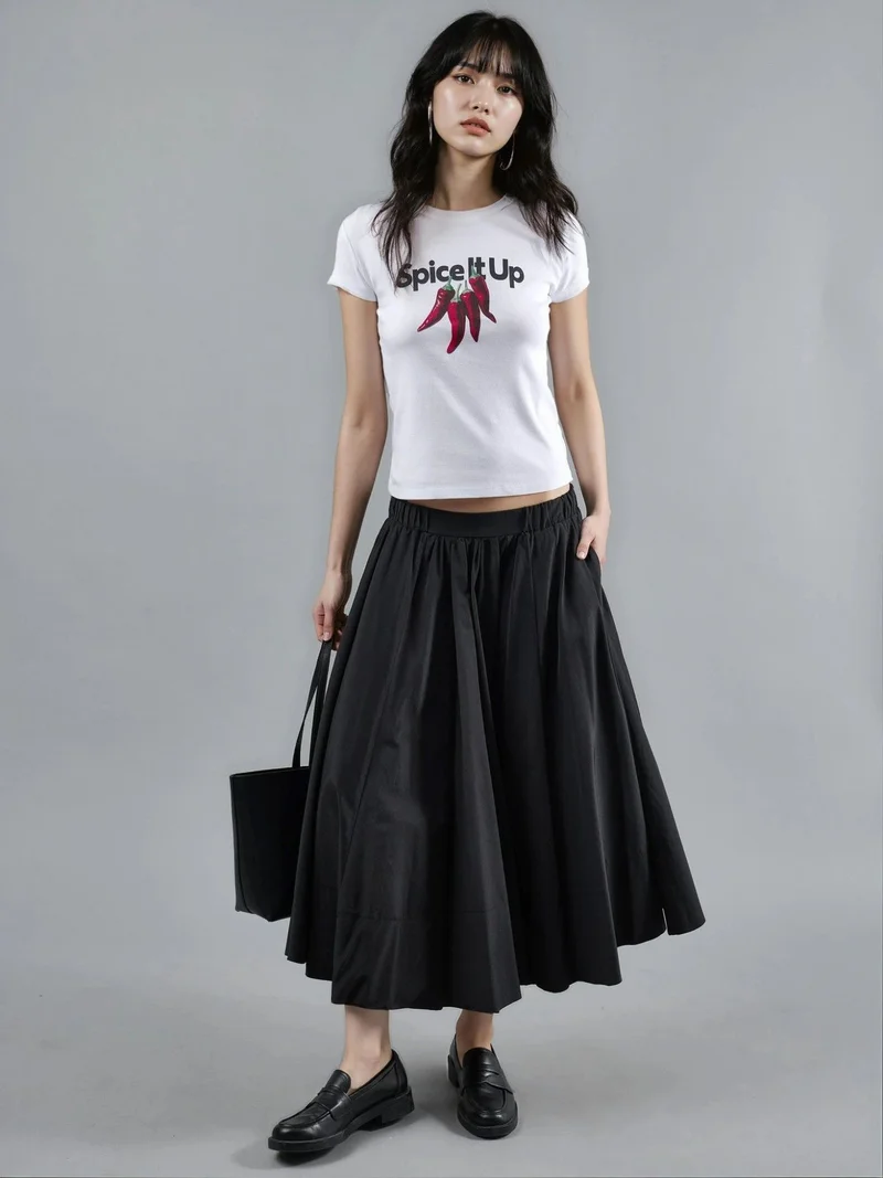 Busem BUSEM Printed Crew Neck Short Sleeve Cotton Top