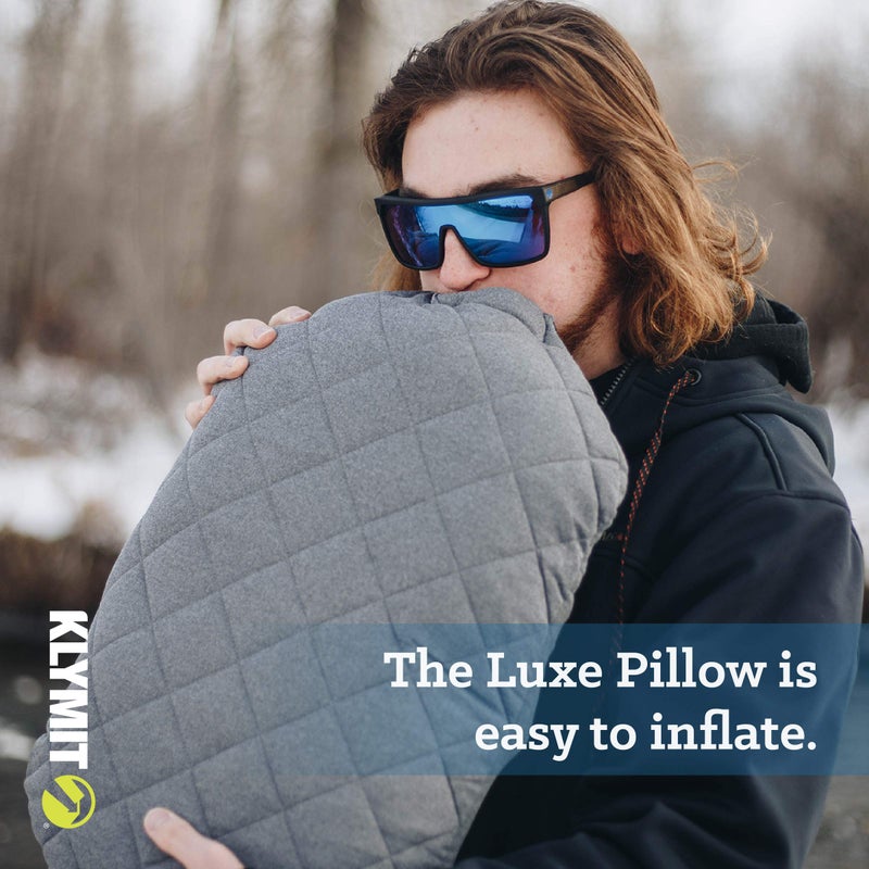 Klymit Luxe Travel Pillow, Lightweight Inflatable Hybrid Airplane, Backpacking, Hammock, and Camping Pillow, Grey - Image 3